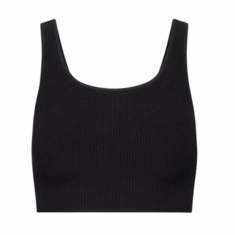 NWT Aritzia Babaton Black Sculpt Knit Square Neck Ribbed Cropped Tank